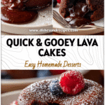 Two Individual Lava Cakes on white plates showing molten chocolate centers for a Lava Cake For Two treat.